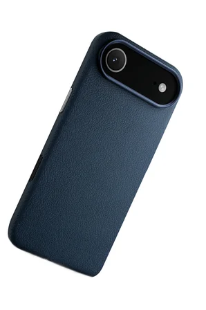 Fuchsia iPhone 17 Air ile Uyumlu Wonder Deri Kablosuz Şarj Özellikli Kapak - Lacivert