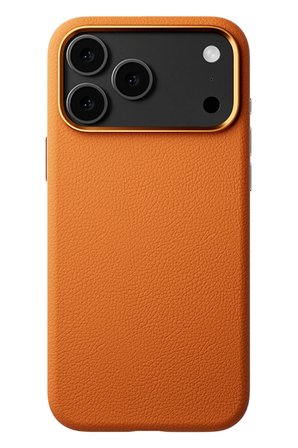 Fuchsia iPhone 17 Pro Max ile Uyumlu Wonder Deri Kablosuz Şarj Özellikli Kapak - Turuncu