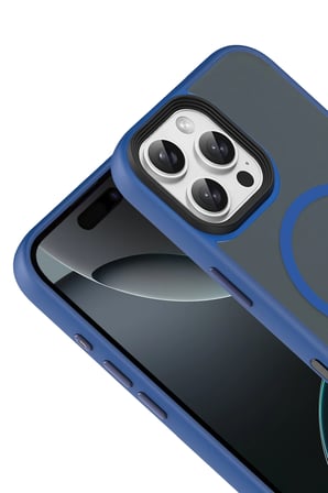 Fuchsia iPhone 16 Pro Max ile Uyumlu Megane Kablosuz Şarj Özellikli Kapak - Lacivert