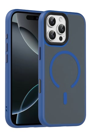 Fuchsia iPhone 16 Pro Max ile Uyumlu Megane Kablosuz Şarj Özellikli Kapak - Lacivert