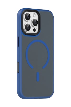 Fuchsia iPhone 16 Pro Max ile Uyumlu Megane Kablosuz Şarj Özellikli Kapak - Lacivert