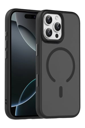 Fuchsia iPhone 16 Pro Max ile Uyumlu Megane Kablosuz Şarj Özellikli Kapak - Siyah