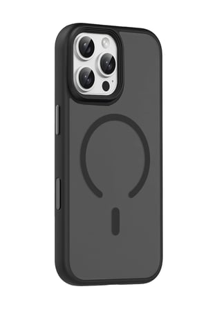 Fuchsia iPhone 16 Pro Max ile Uyumlu Megane Kablosuz Şarj Özellikli Kapak - Siyah