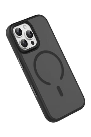 Fuchsia iPhone 16 Pro Max ile Uyumlu Megane Kablosuz Şarj Özellikli Kapak - Siyah