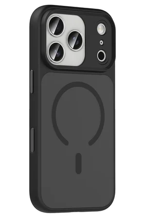Fuchsia iPhone 17 Pro ile Uyumlu Megane Kablosuz Şarj Özellikli Kapak - Siyah