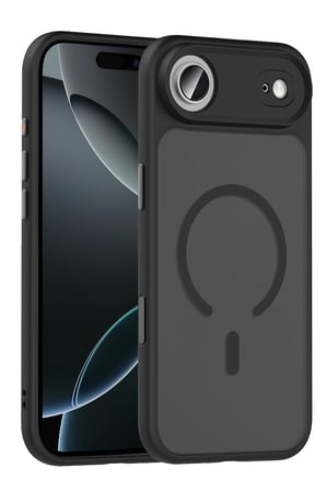 Fuchsia iPhone 17 Air ile Uyumlu Megane Kablosuz Şarj Özellikli Kapak - Siyah