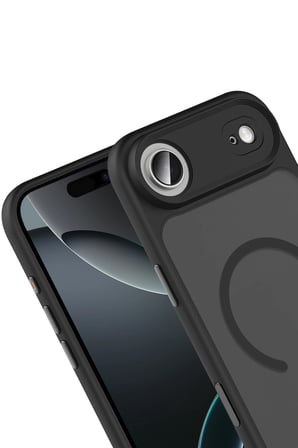 Fuchsia iPhone 17 Air ile Uyumlu Megane Kablosuz Şarj Özellikli Kapak - Siyah