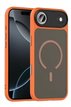 Fuchsia iPhone 17 Air ile Uyumlu Megane Kablosuz Şarj Özellikli Kapak - Turuncu