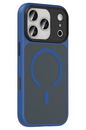 Fuchsia iPhone 17 Pro Max ile Uyumlu Megane Kablosuz Şarj Özellikli Kapak - Lacivert