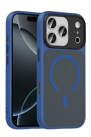 Fuchsia iPhone 17 Pro Max ile Uyumlu Megane Kablosuz Şarj Özellikli Kapak - Lacivert