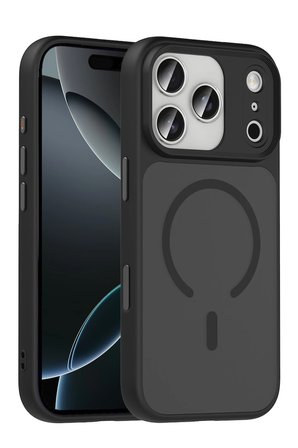 Fuchsia iPhone 17 Pro Max ile Uyumlu Megane Kablosuz Şarj Özellikli Kapak - Siyah
