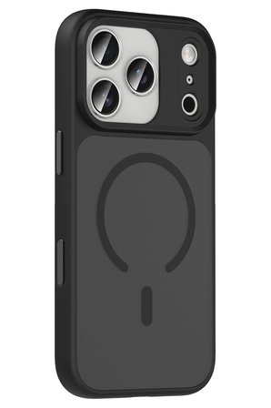 Fuchsia iPhone 17 Pro Max ile Uyumlu Megane Kablosuz Şarj Özellikli Kapak - Siyah