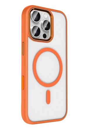Fuchsia iPhone 16 Pro Max ile Uyumlu Terea Kablosuz Şarj Özellikli Kapak - Turuncu