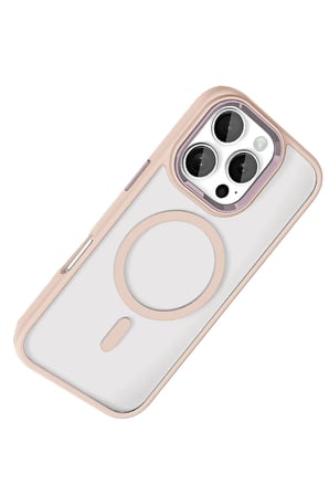 Fuchsia iPhone 16 Pro Max ile Uyumlu Terea Kablosuz Şarj Özellikli Kapak - Pembe
