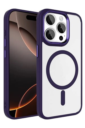 Fuchsia iPhone 15 Pro Max ile Uyumlu Terea Kablosuz Şarj Özellikli Kapak - Derin Mor