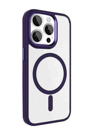 Fuchsia iPhone 15 Pro Max ile Uyumlu Terea Kablosuz Şarj Özellikli Kapak - Derin Mor