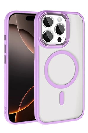 Fuchsia iPhone 15 Pro Max ile Uyumlu Terea Kablosuz Şarj Özellikli Kapak - Lila