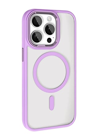 Fuchsia iPhone 15 Pro Max ile Uyumlu Terea Kablosuz Şarj Özellikli Kapak - Lila