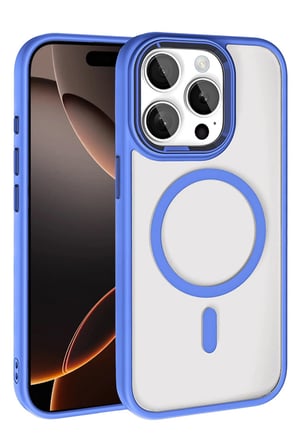 Fuchsia iPhone 15 Pro Max ile Uyumlu Terea Kablosuz Şarj Özellikli Kapak - Mavi