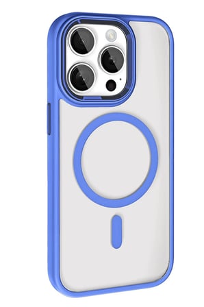 Fuchsia iPhone 15 Pro Max ile Uyumlu Terea Kablosuz Şarj Özellikli Kapak - Mavi