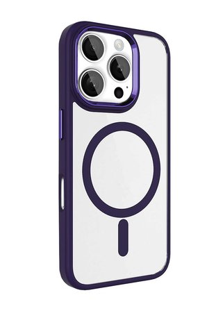 Fuchsia iPhone 16 Pro Max ile Uyumlu Terea Kablosuz Şarj Özellikli Kapak - Derin Mor