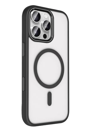 Fuchsia iPhone 16 Pro Max ile Uyumlu Terea Kablosuz Şarj Özellikli Kapak - Siyah