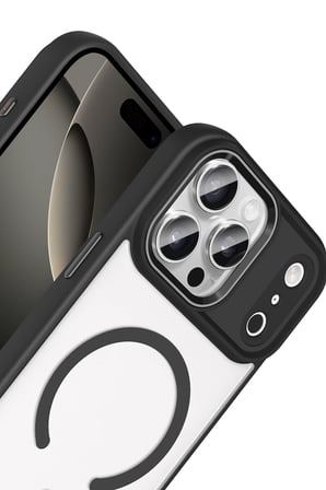 Fuchsia iPhone 17 Pro ile Uyumlu Terea Kablosuz Şarj Özellikli Kapak - Siyah