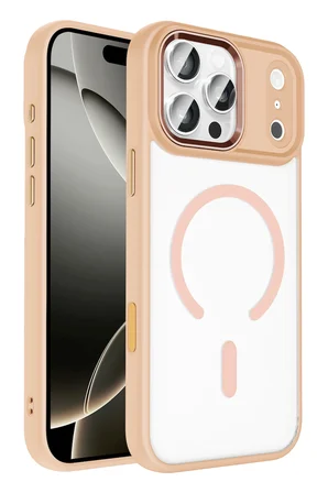 Fuchsia iPhone 17 Pro Max ile Uyumlu Terea Kablosuz Şarj Özellikli Kapak - Pembe