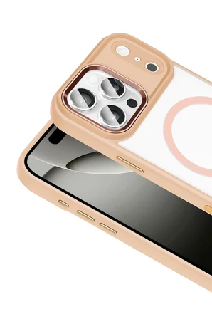 Fuchsia iPhone 17 Pro Max ile Uyumlu Terea Kablosuz Şarj Özellikli Kapak - Pembe
