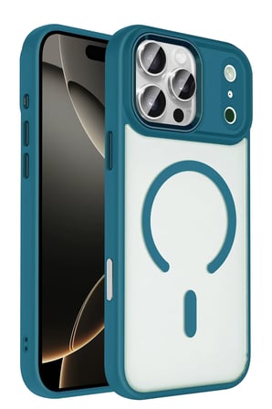 Fuchsia iPhone 17 Pro Max ile Uyumlu Terea Kablosuz Şarj Özellikli Kapak - Açık Mavi