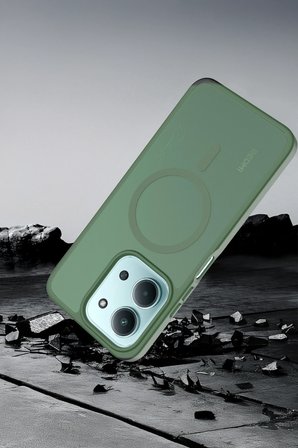 Fuchsia Xiaomi Redmi 15C 4G ile Uyumlu Jota Kablosuz Şarj Özellikli Kapak - Koyu Yeşil