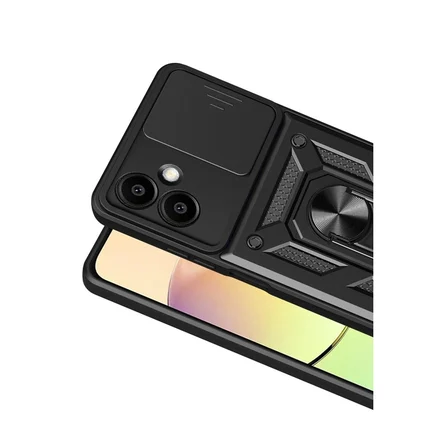 Samsung Uyumlu Galaxy A07 4g Pars Lens Yüzüklü Silikon - Siyah