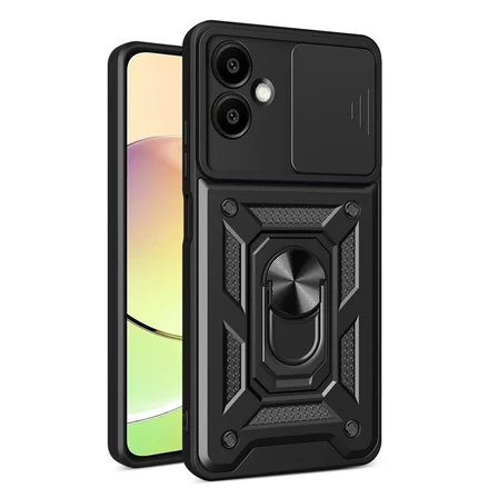 Samsung Uyumlu Galaxy A07 4g Pars Lens Yüzüklü Silikon - Siyah