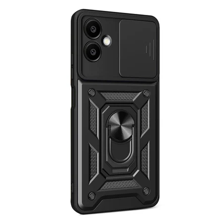 Samsung Uyumlu Galaxy A07 4g Pars Lens Yüzüklü Silikon - Siyah