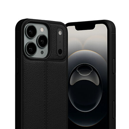 iPhone 17 Pro Kılıf Focus Deri Desen Silikon Arka Kapak