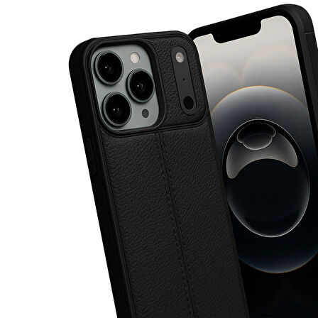 iPhone 17 Pro Kılıf Focus Deri Desen Silikon Arka Kapak