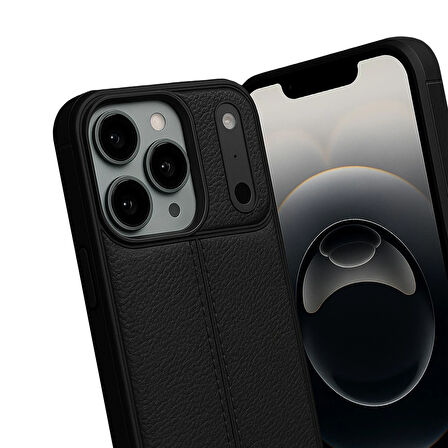 iPhone 17 Pro Max Kılıf Focus Deri Desen Silikon Arka Kapak