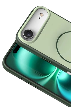 Fuchsia iPhone 17 Air ile Uyumlu Neva Kablosuz Şarj Özellikli Kapak - Koyu Yeşil
