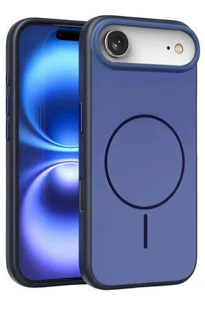 Fuchsia iPhone 17 Air ile Uyumlu Neva Kablosuz Şarj Özellikli Kapak - Lacivert