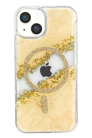 Onegif Apple iPhone 15 Lotus Simli Magsafe Kapak - Gümüş