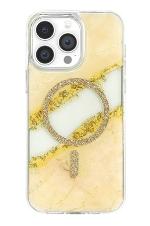 Onegif Apple iPhone 15 Pro Max Lotus Simli Magsafe Kapak - Gümüş
