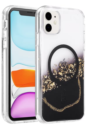 Onegif Apple iPhone 11 Lotus Simli Magsafe Kapak - Siyah