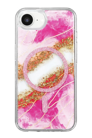 Onegif Apple iPhone 17E Lotus Simli Magsafe Kapak - Pembe