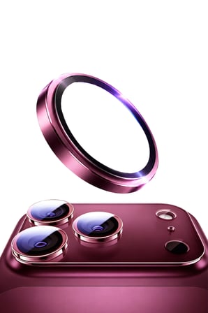 uryport Apple iPhone 18 Pro Max Bilvis Titan Kamera Lens - Bordo