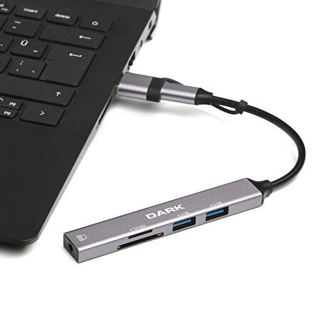 Dark USB-C & USB-A to 5 Port 2xUSB-A, 3.5mm Audio (DK-AC-USB250)