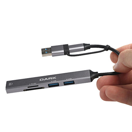 Dark USB-C & USB-A to 5 Port 2xUSB-A, 3.5mm Audio (DK-AC-USB250)