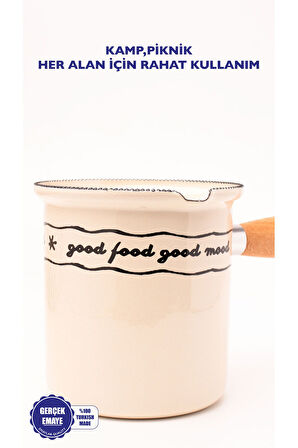 Mood Emaye Ahşap Saplı Cezve (500ml-6 kişilik)