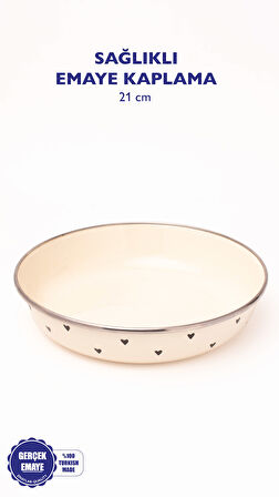 Black Cupid Emaye Bowl Tabağı - Bowl Kase - Salata Kasesi - Sunum Kasesi 21cm