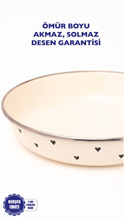 Black Cupid Emaye Bowl Tabağı - Bowl Kase - Salata Kasesi - Sunum Kasesi 21cm