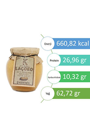 : LAÇOKO  350 Gram Şekersiz, Katkısız, Glutensiz, Vegan, Doğal Çifte Kavrulmuş Parçacıklı Extra Crunchy Yer Fıstığı Ezmesi (350 Gram) 